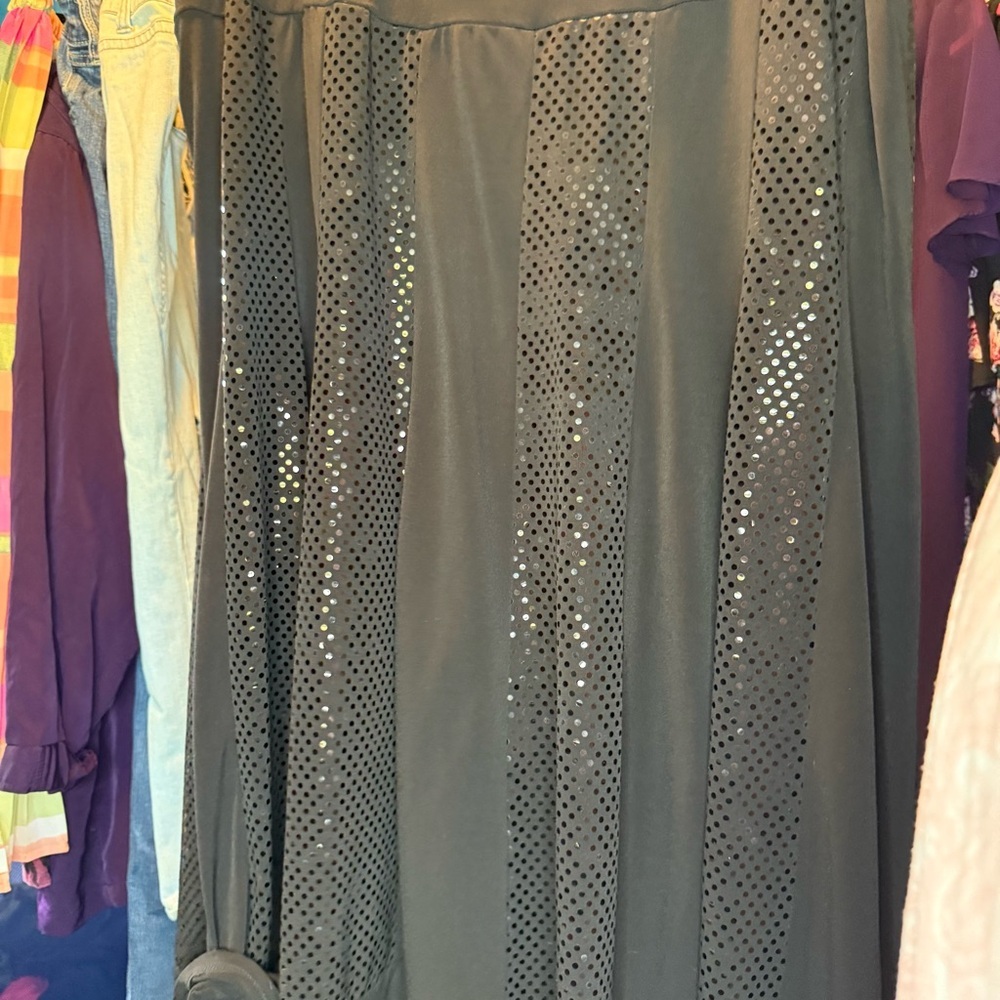 dress barn size 22W Black with shimmery sequined panels Sleeveless Midi Dress - Picture 6 of 6